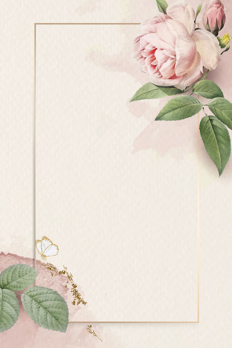 花矩形金色框架向量