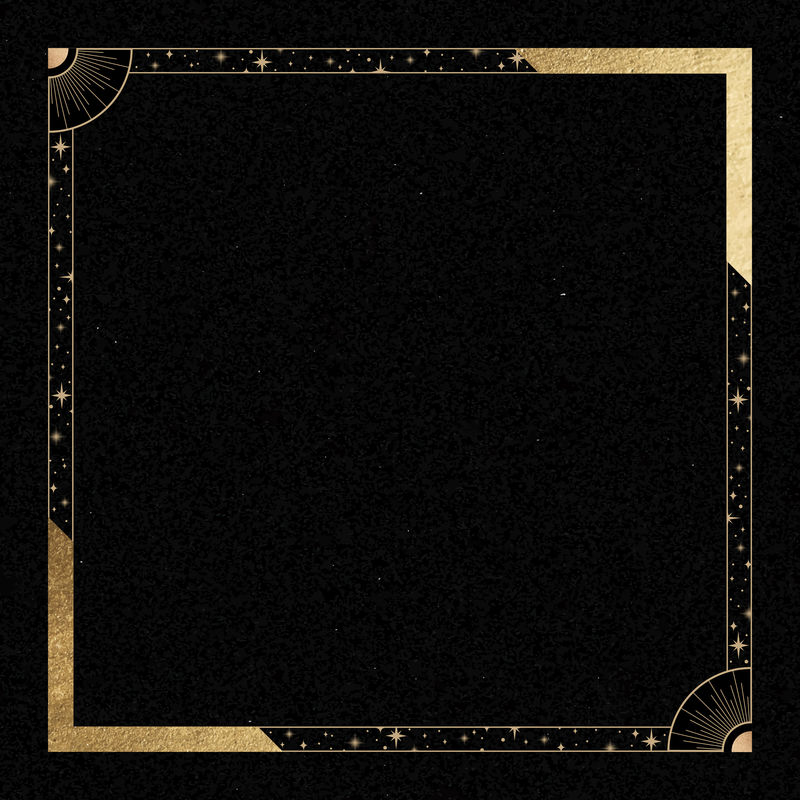 黑色背景向量上的神秘金色框架