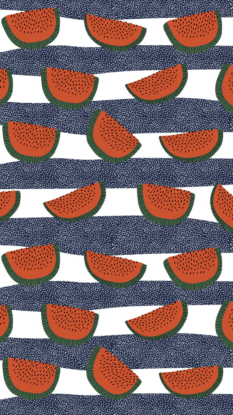 条纹背景向量上的西瓜图案