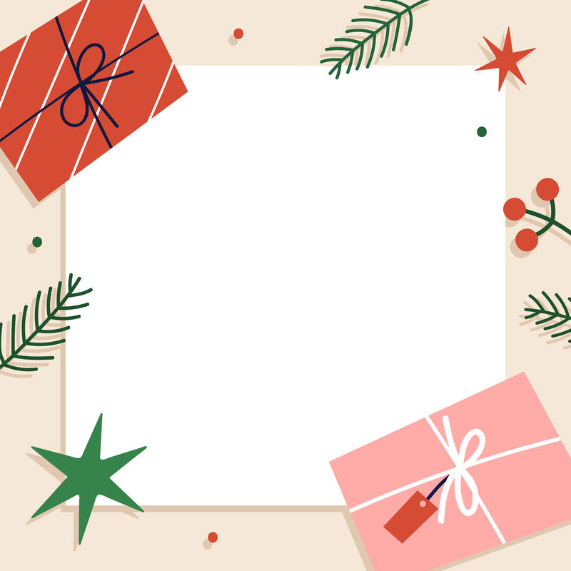 方块圣诞社交广告模板向量