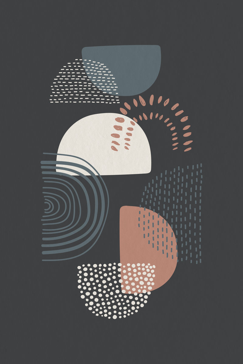 半圆图案涂鸦墙艺术印刷品和海报插图