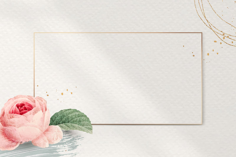 花矩形金色框架向量