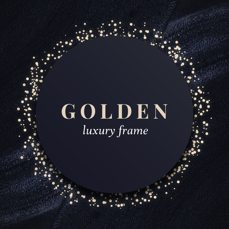 黑色背景插图上的金色圆形框架