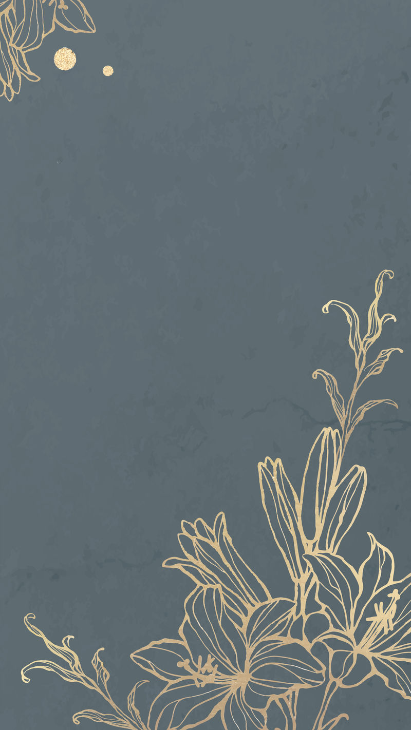 大理石背景上的金色花卉轮廓手机壁纸矢量素材 高清图片 摄影照片 寻图免费打包下载