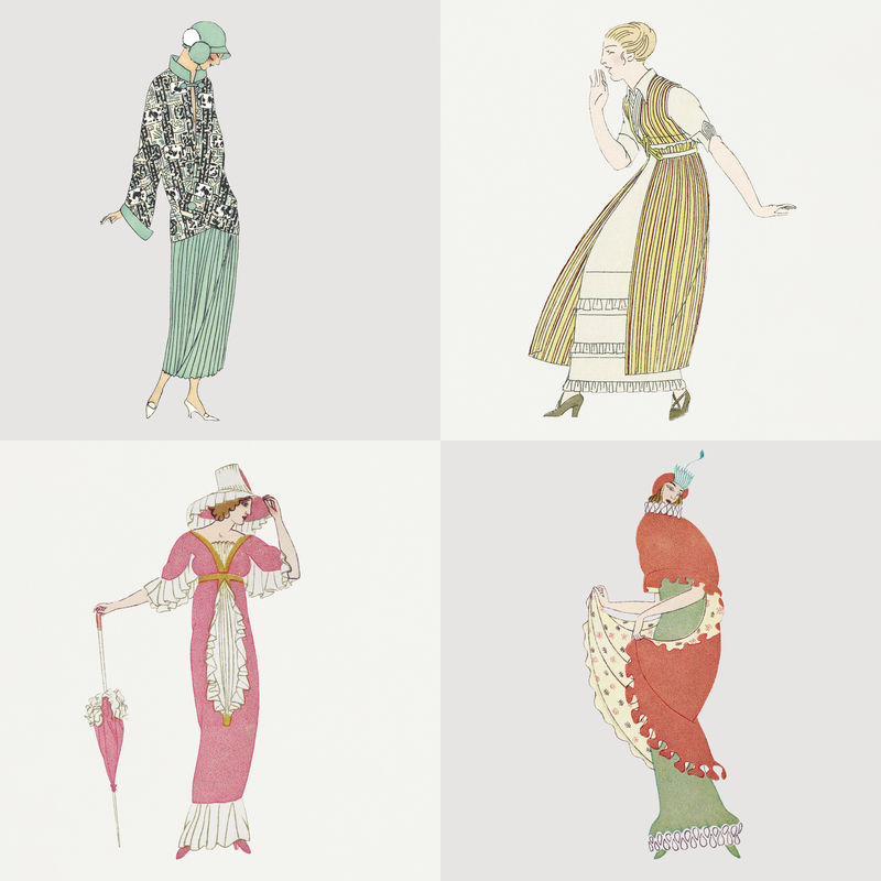 时尚复古女装套装展示公共领域艺术品