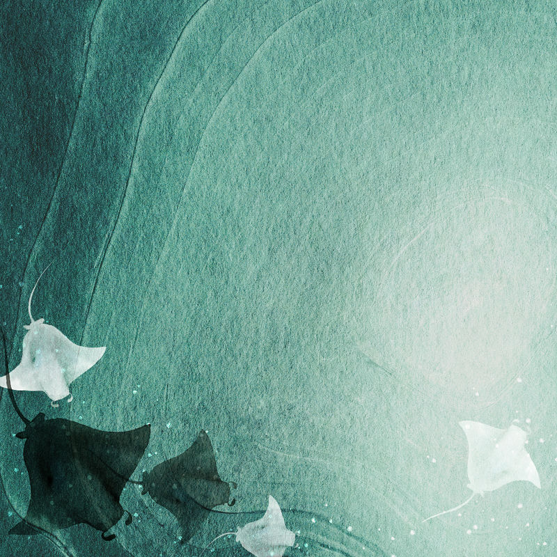 水彩画螳螂射线在绿水旗帜模板