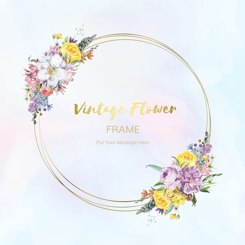 复古花卉婚礼框架插图