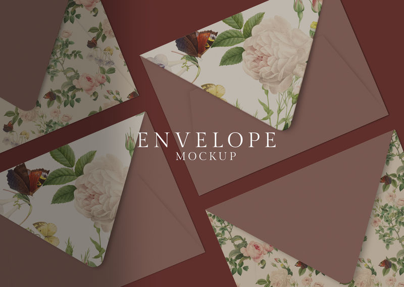 花卉请柬信封模型