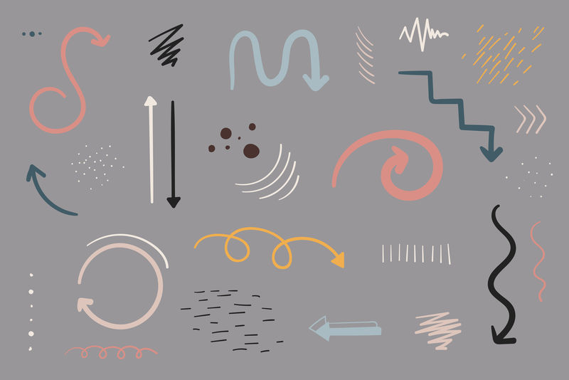 粉彩箭头涂鸦矢量集