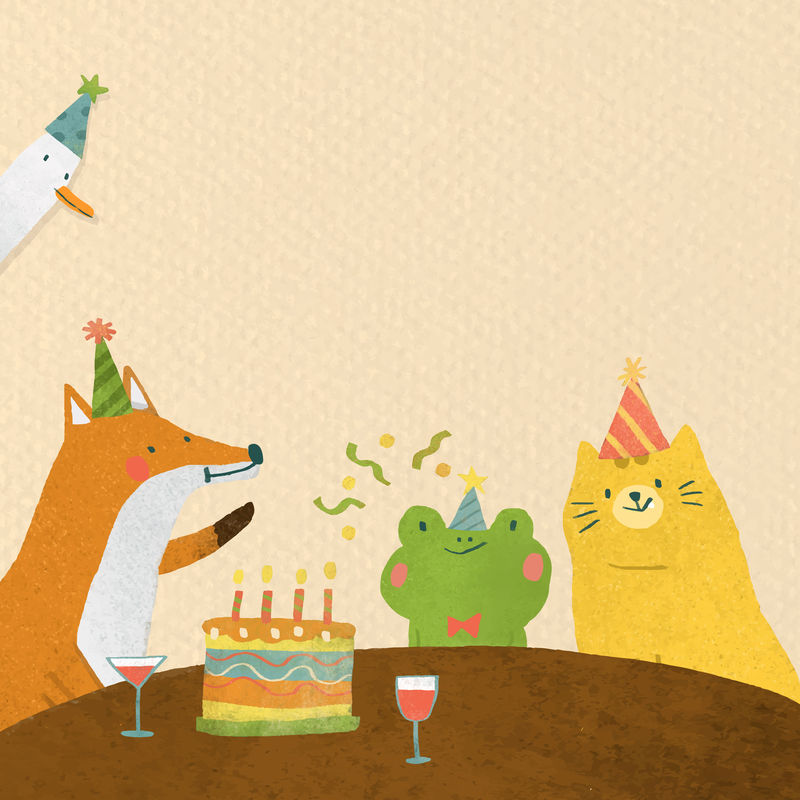 动物涂鸦生日庆祝载体