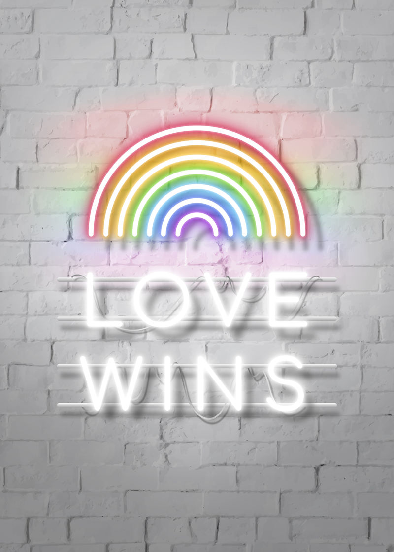 爱在白砖墙上赢得霓虹灯