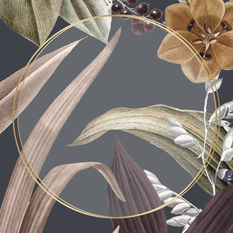 热带背景上的圆形框架