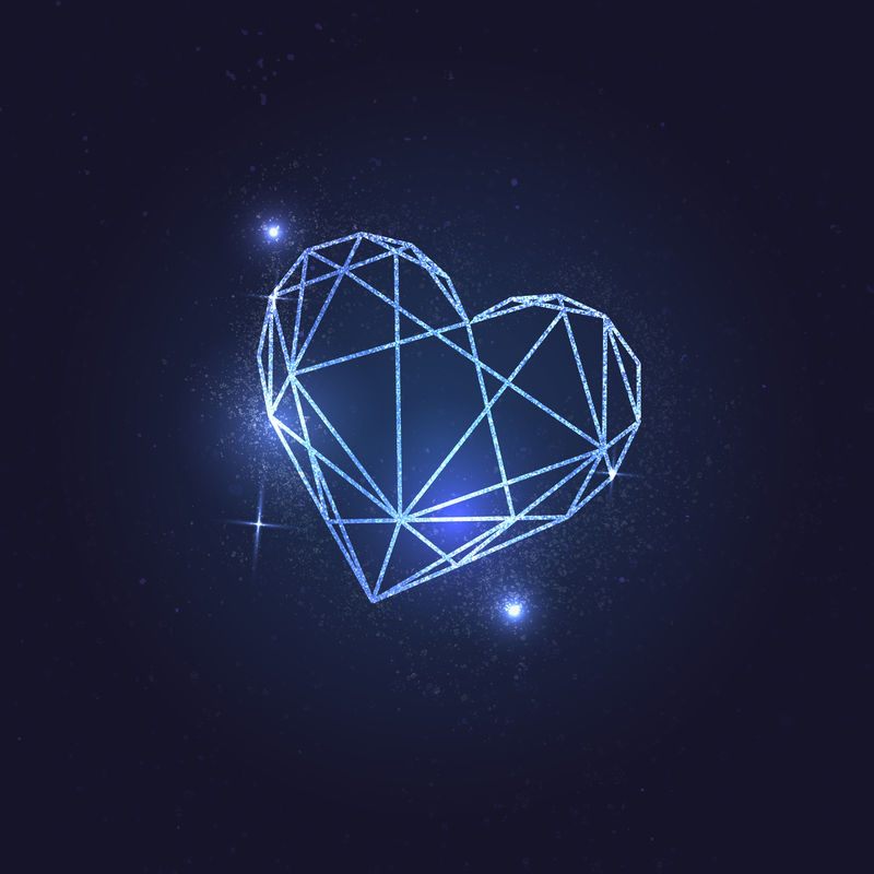 闪烁蓝色几何心向量