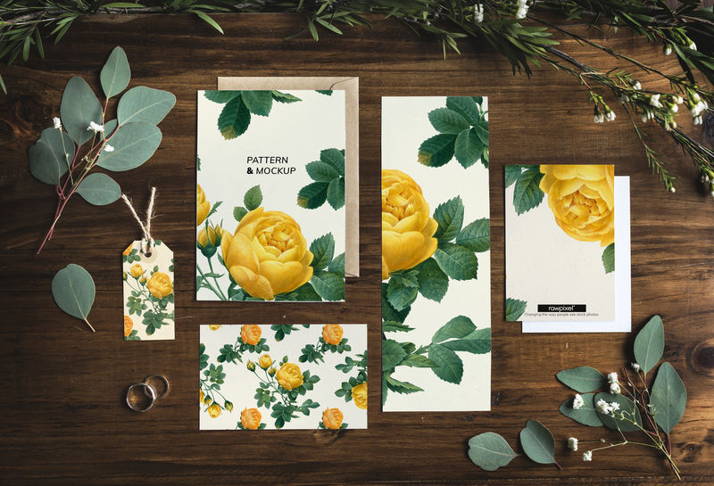 空白黄玫瑰设计文具模型