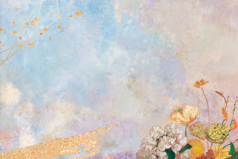 蓝色背景上的黄色花朵插图