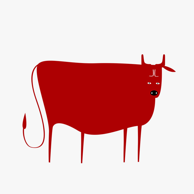 中国传统牛红psd可爱十二生肖设计元素