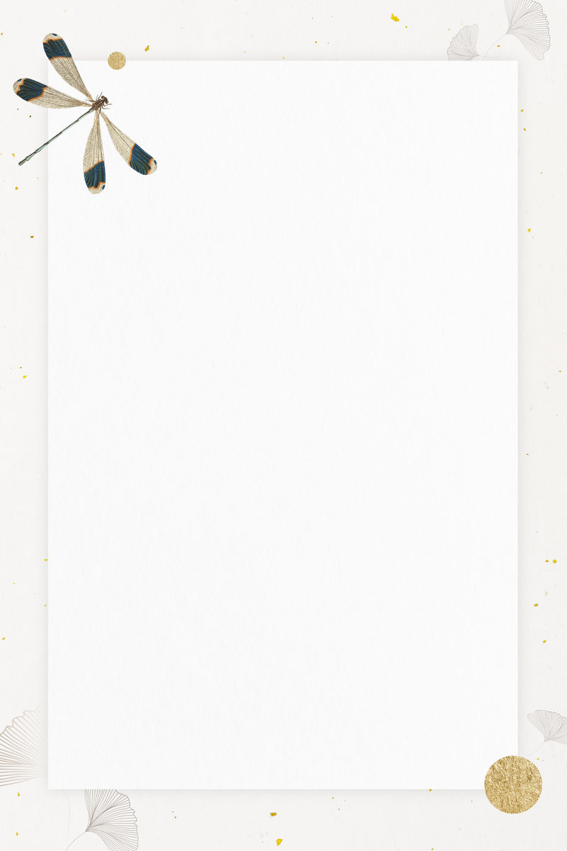 蓝尖蜻蜓图案框架白色背景插图