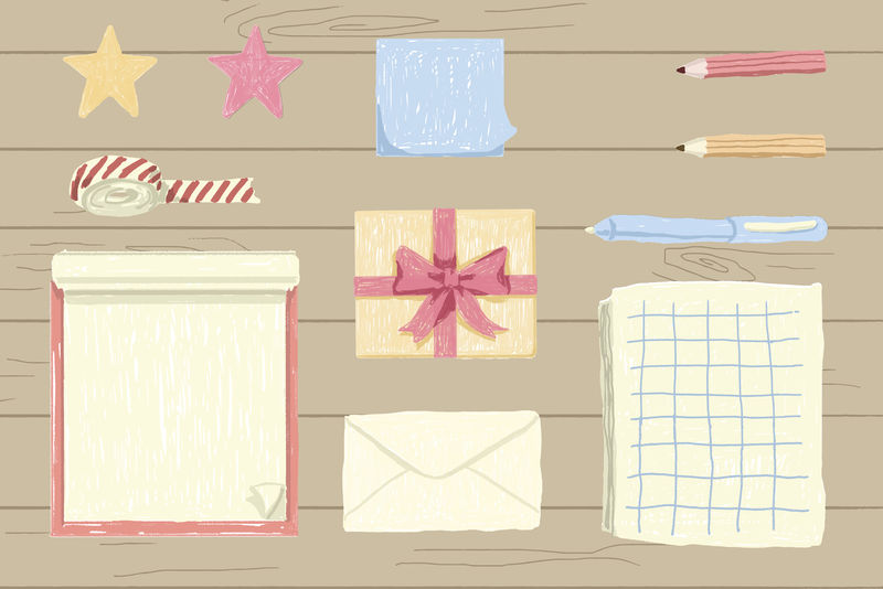 木制背景向量集上的空白笔记本