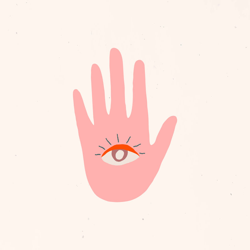 Alchemy Seing eye hand vector徽标神秘贴纸插图