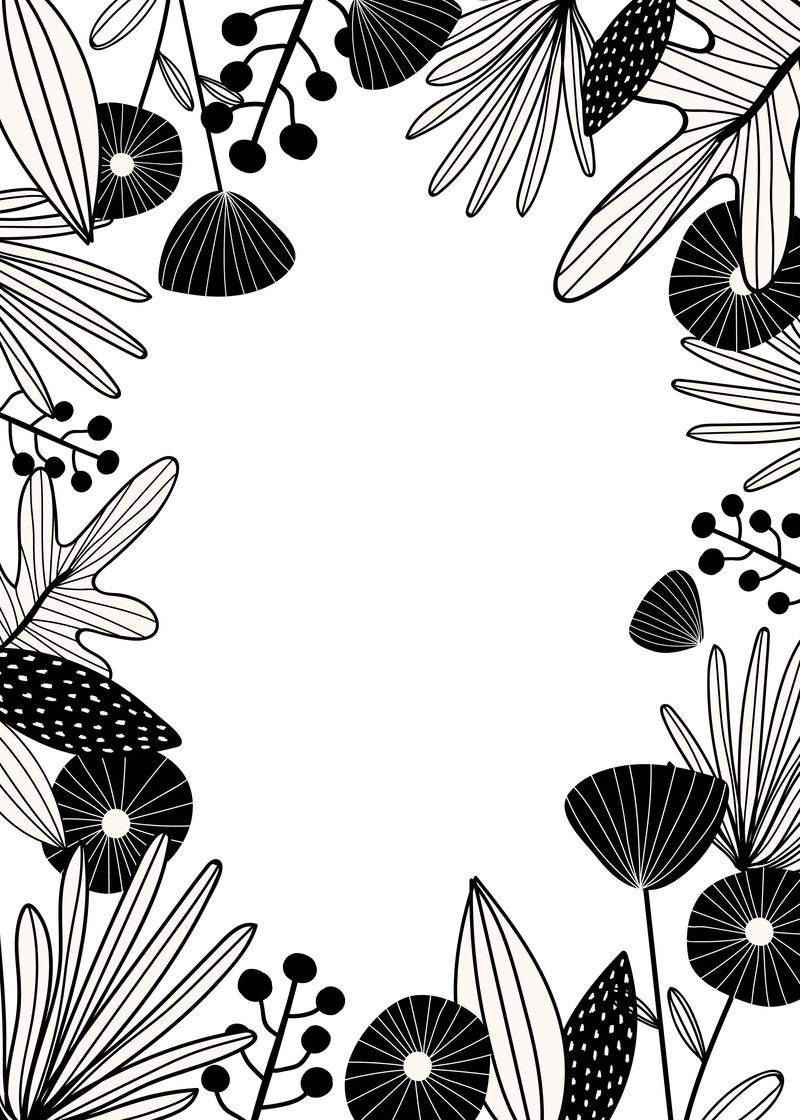 手绘植物元素涂鸦矢量