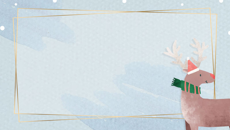 带金色框架的圣诞帽驯鹿