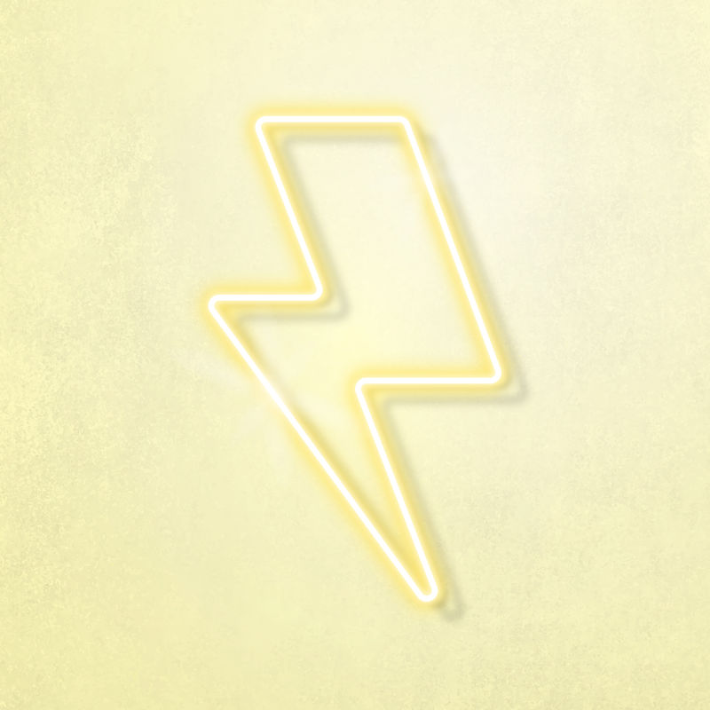 黄色霓虹闪电符号向量