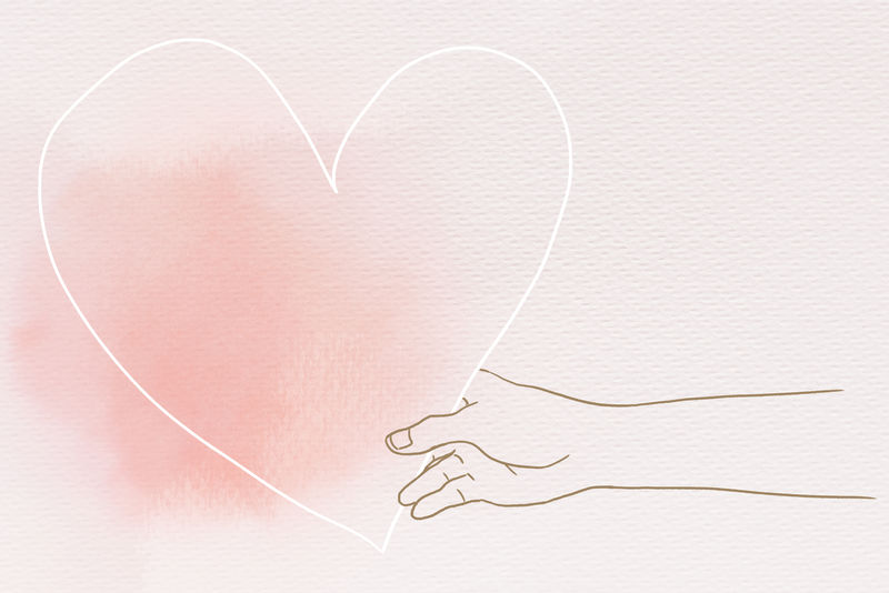 牵手心形psd情人节主题手绘插画