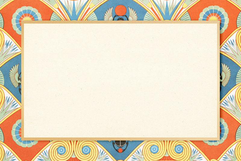 装饰性埃及图案框架彩色插图