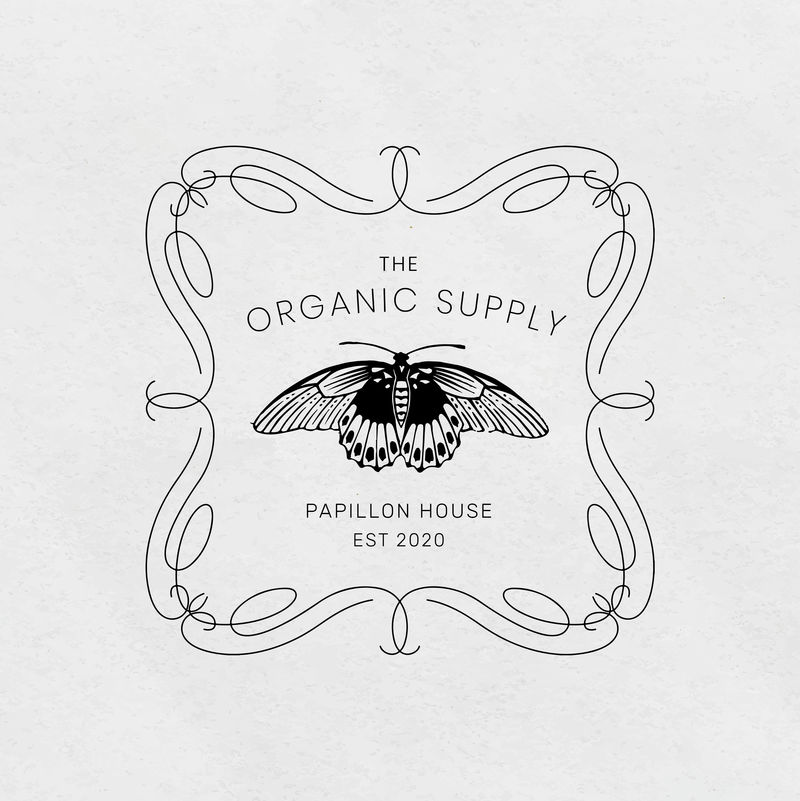 复古蝴蝶品牌linocut psd可编辑模板