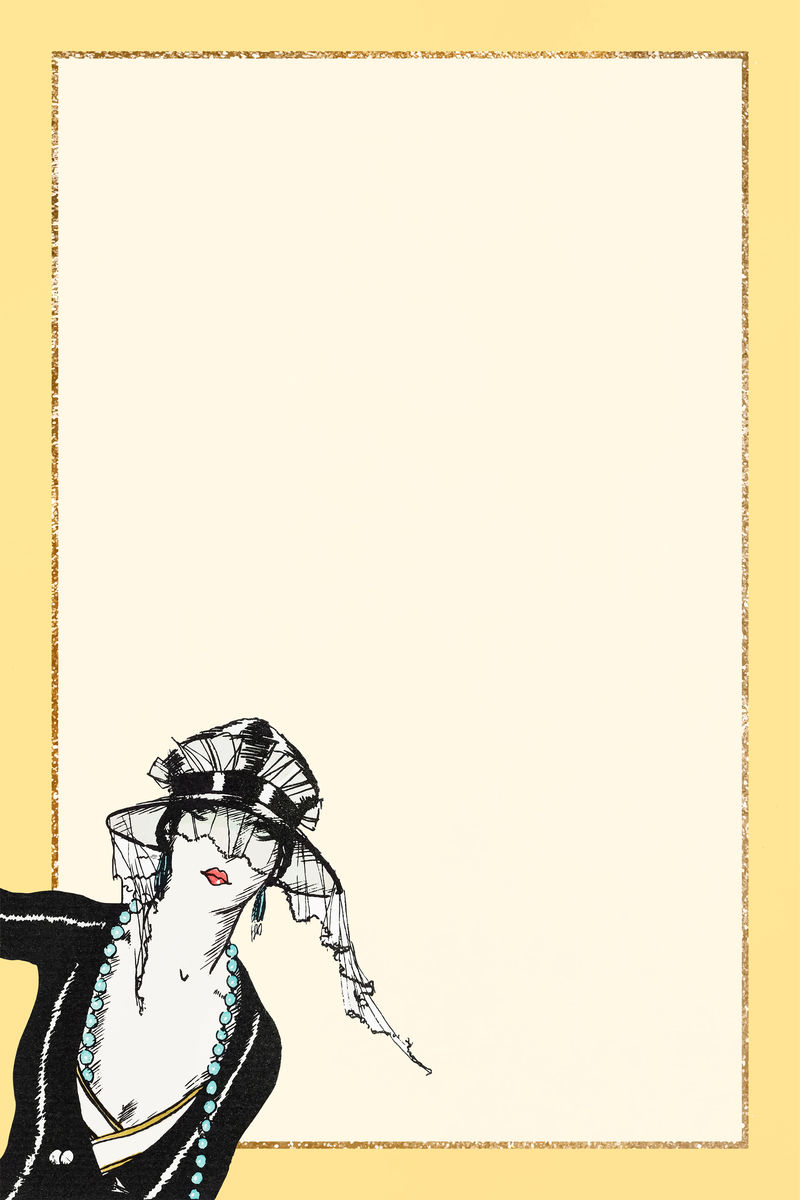 复古框架向量与女性插图混合从波特伍德拉夫的艺术作品