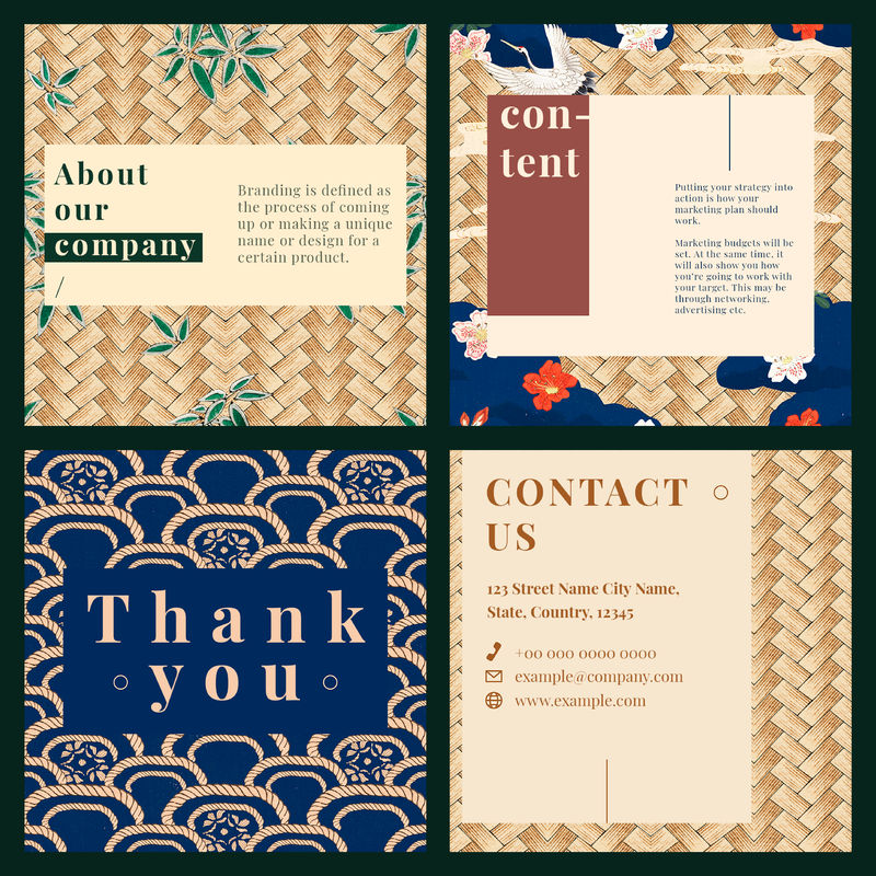 日本模式商业可编辑社交媒体模板psd集