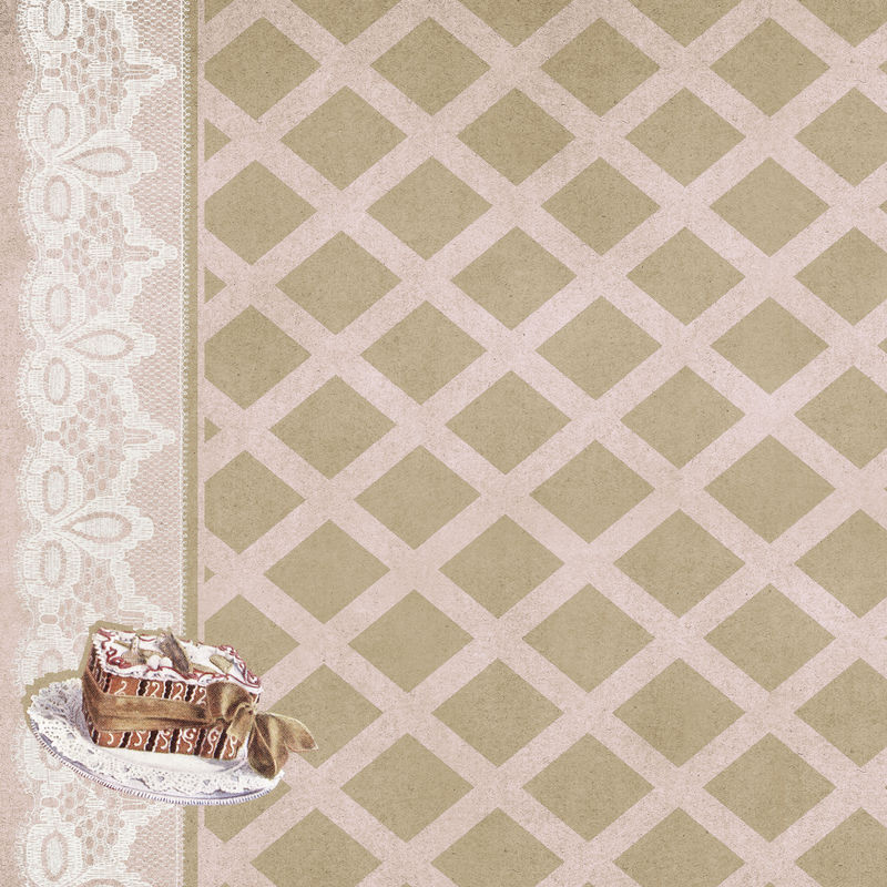 格子背景设计元素手绘蛋糕