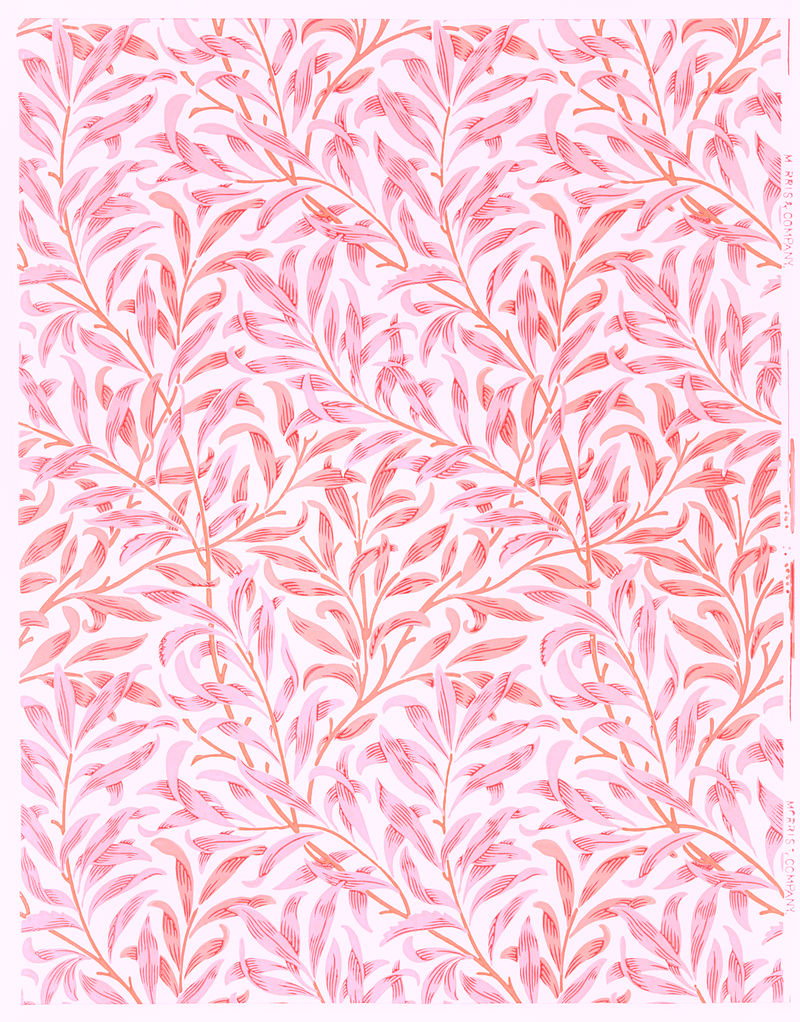 柳树墙纸图案来自威廉·莫里斯原创插图的混音