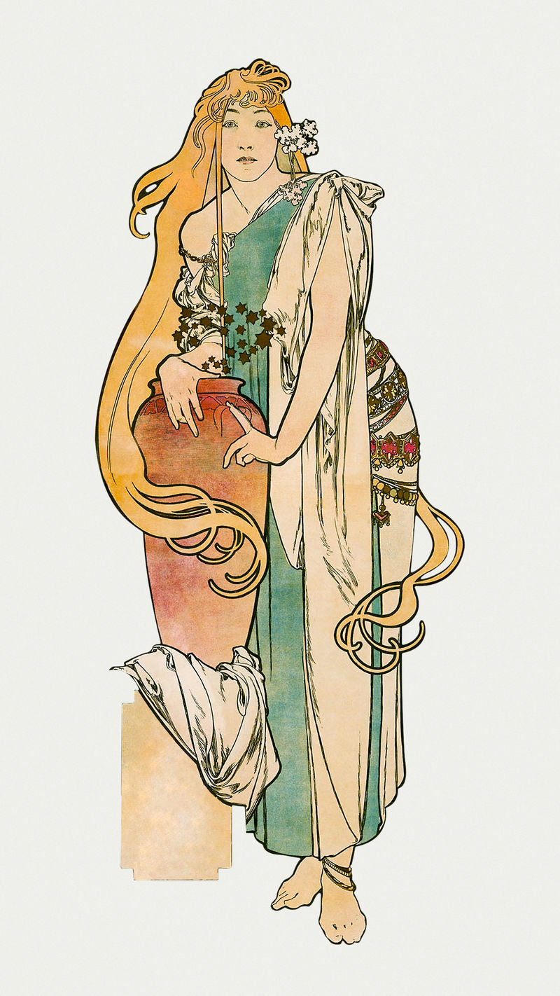 Art nouveau woman with jar psdremixed from the artworks of卧底
