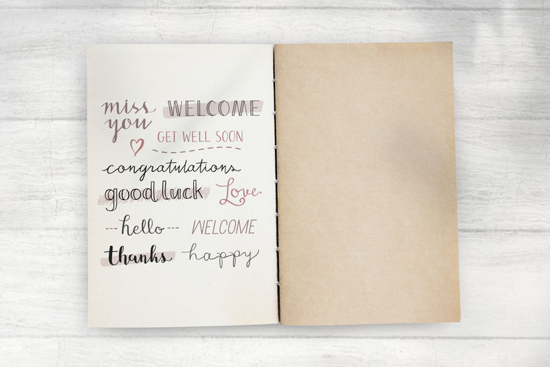 显示文字插图的笔记本页