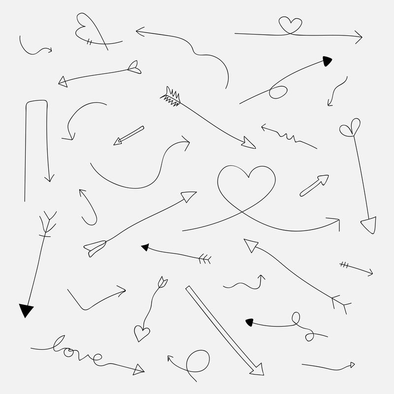 黑色涂鸦箭头矢量集合