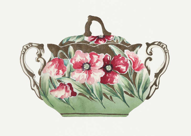 复古花叶psd糖碗混搭自北泽工厂中国瓷器餐具设计