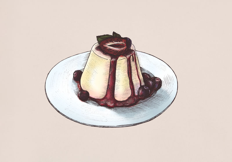 手绘布丁一道美味的菜