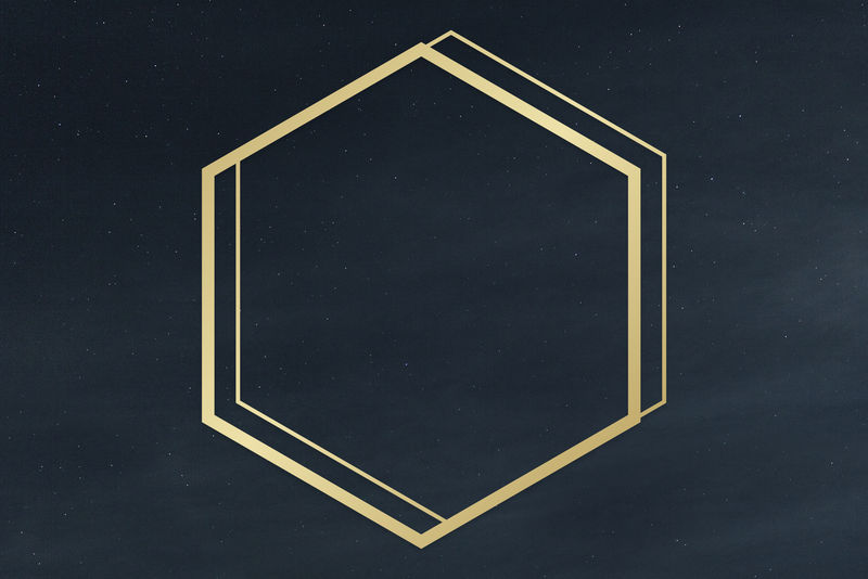金色六边形框架上的清晰夜空背景插图