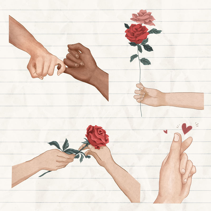 可爱的情人节psd手绘设计元素集