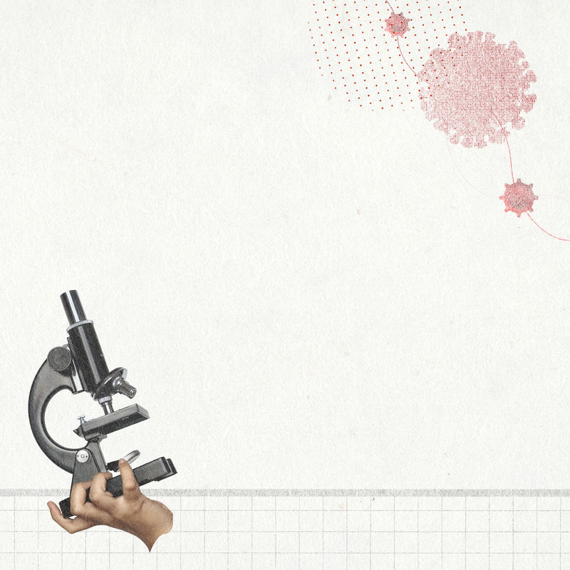 冠状病毒与显微镜背景psd设计空间