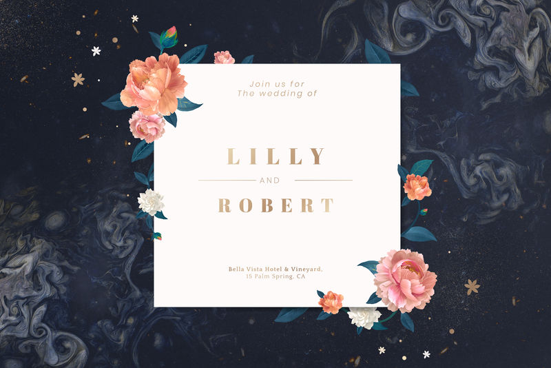 婚礼请柬花卡模板插图