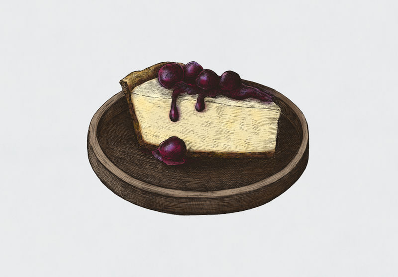 手绘芝士蛋糕甜点