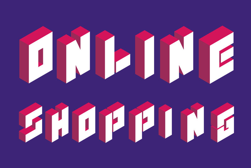 白色和粉色等距字母网上购物词向量