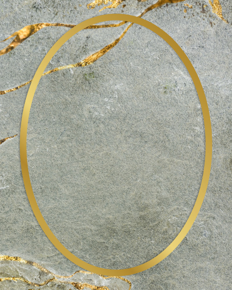大理石纹理插图上的金色框椭圆形