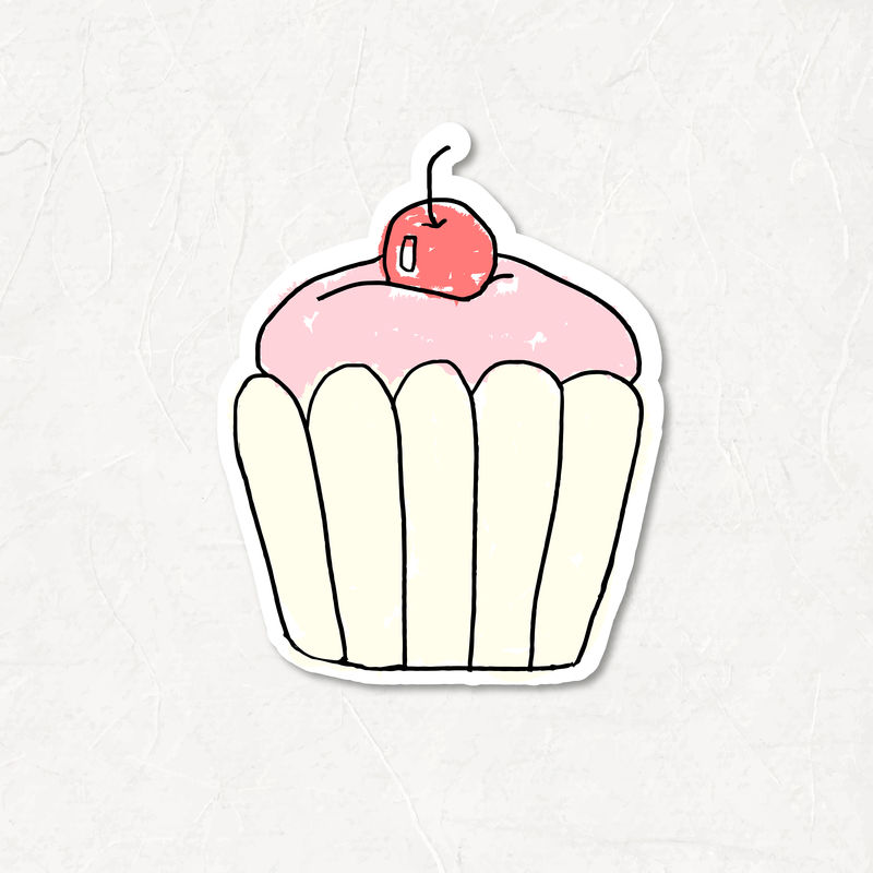 可爱的樱桃纸杯蛋糕涂鸦风格日志向量