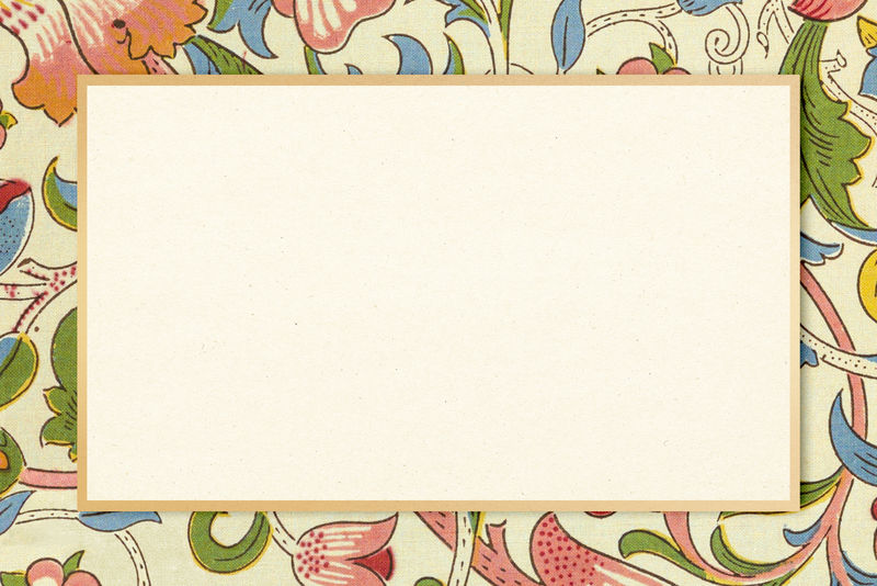 矩形复古花框psd威廉莫里斯图案