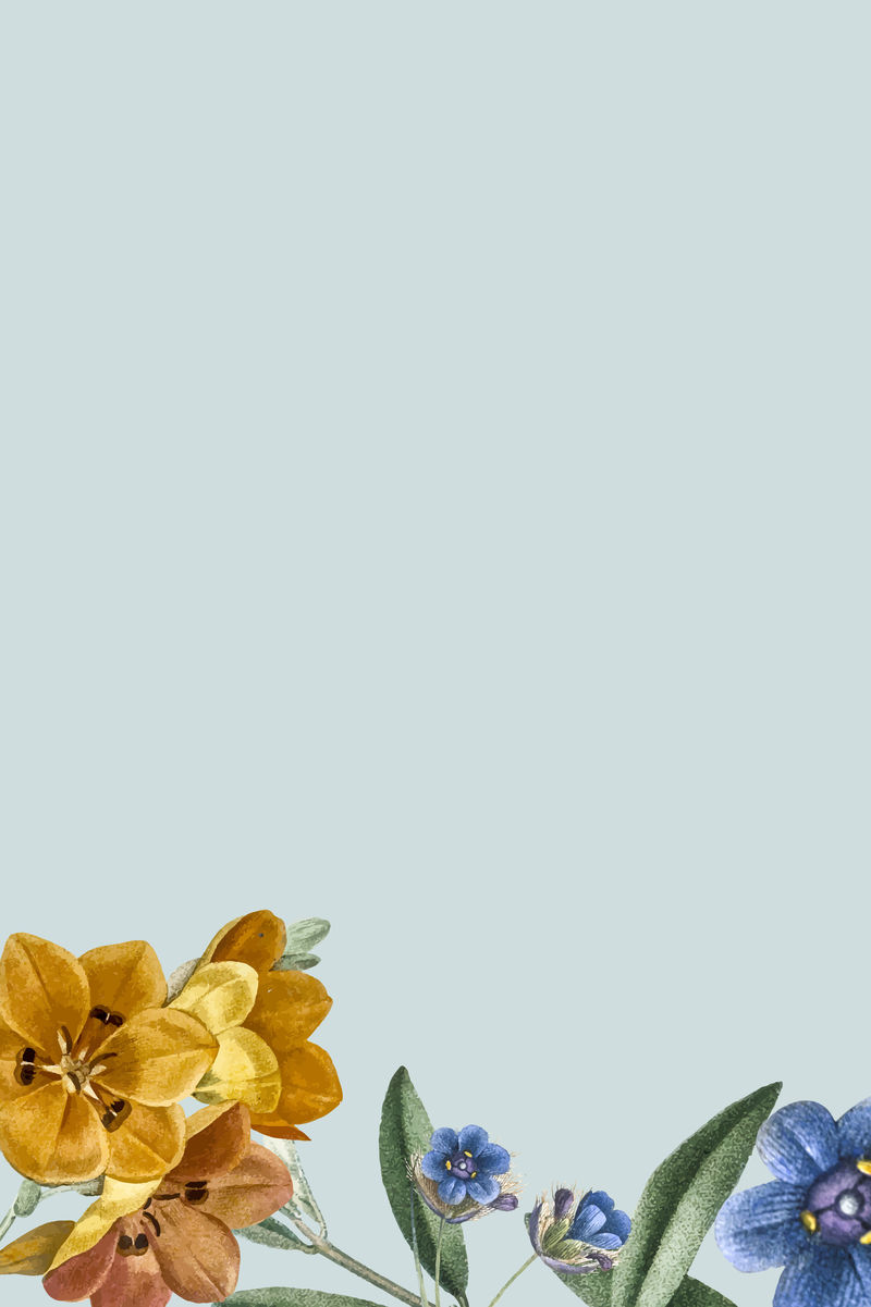 蓝色花框设计向量