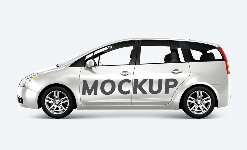 三维白色面包车侧视图