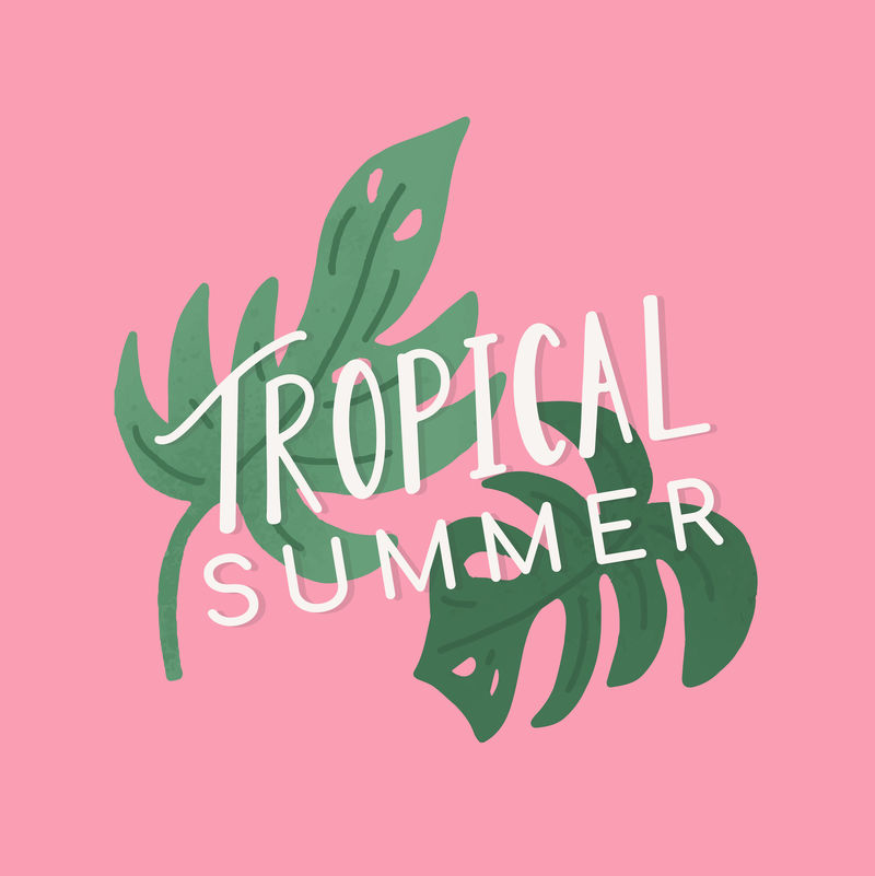 粉色热带夏季设计矢量